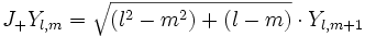 J_+ Y_{l,m} = \sqrt{(l^2-m^2)+(l-m)}\cdot Y_{l,m+1}