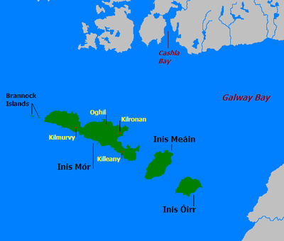 Les Îles d'Aran, Inisheer est ici appelée Inis Óirr.