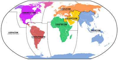 Carte des périmètres géographiques des Unified Combatant Command en 2008.