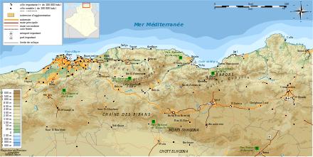 Carte de la Kabylie de Alger à Constantine