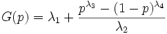 G(p)= \lambda_1 + {p^{\lambda_3} - (1-p)^{\lambda_4}\over \lambda_2}