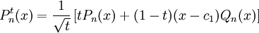 P_n^t(x)=\frac{1}{\sqrt{t}}\left[tP_n(x)+(1-t)(x-c_1)Q_n(x)\right]
