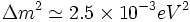 \Delta m^2 \simeq 2.5 \times 10^{-3} eV^2