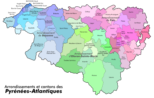 Arrondissements et cantons des Pyrenees Atlantiques.svg