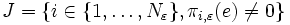J = \{i \in \{1, \dots, N_\varepsilon \}, \pi_{i , \varepsilon}(e) \neq 0\}