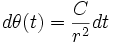 d\theta(t) = \frac{C}{r^2}dt