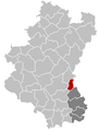 Situation de la commune dans l'arrondissement d'Arlon et la province de Luxembourg