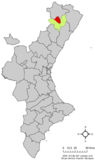 Localisation d'Ares del Maestrat dans la Communauté de Valence