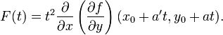 F(t) = t^{2} \frac{\partial}{\partial x} \left( \frac{\partial f}{\partial y}\right)(x_{0}+a't, y_{0}+a t).