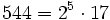 544 = 2^5 \cdot  17