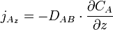 j_{A_z} = -D_{AB}\cdot \frac{\partial C_A}{\partial z}