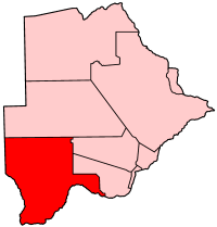 Localisation du district de Kgalagadi (en rouge) à l'intérieur du Botswana