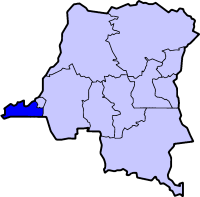 Localisation du Bas-Congo (en bleu foncé) à l'intérieur de la République démocratique du Congo