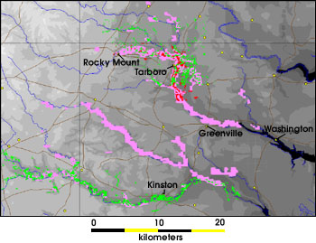 Flooded areas along the Tar and Neuse Rivers