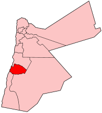 Carte montrant la position de la subdivision de Tafilah en Jordanie