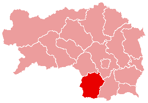 Localisation du Bezirk de Deutschlandsberg dans le Land autrichien de Styrie