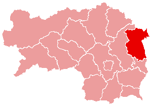 Localisation du Bezirk de Hartberg dans le Land autrichien de Styrie