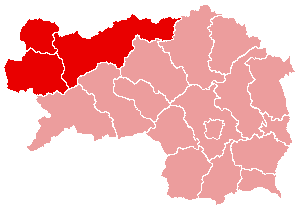 Localisation du Bezirk de Liezen dans le Land autrichien de Styrie