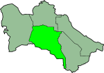 Carte du Turkménistan mettant en évidence la province d'Ahal