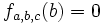 f_{a, b, c}(b) = 0\,