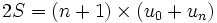 2S = (n+1) \times (u_0+u_n)