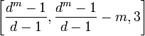 \left[\frac{d^m-1}{d-1},\frac{d^m-1}{d-1} - m,3\right]