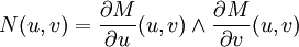 N(u,v)=\frac{\partial M}{\partial u}(u,v) \wedge \frac{\partial M}{\partial v}(u,v)
