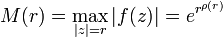  M(r)= \max_{|z|=r} |f(z)|=e ^{r^{\rho(r)}}